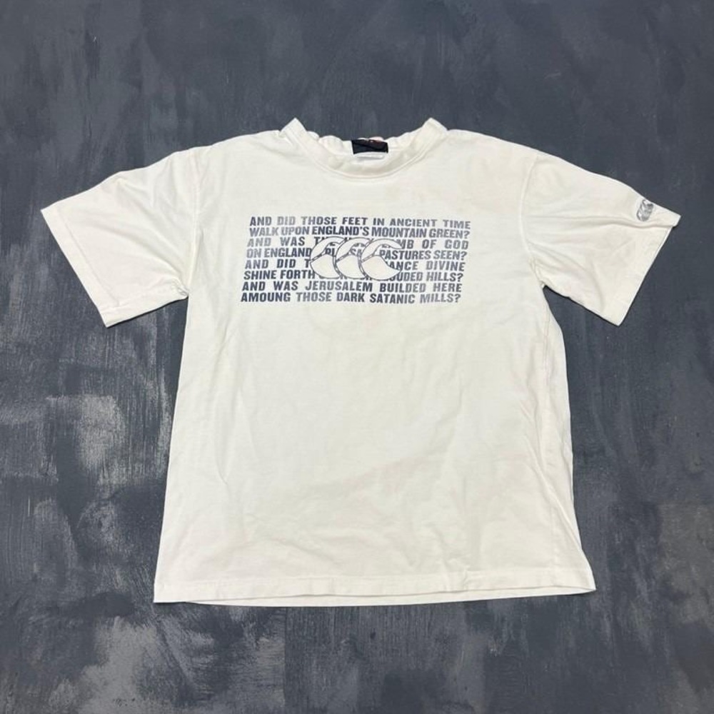 Vintage Canterbury Shirt Mens Medium White 1990s William Blake Poem